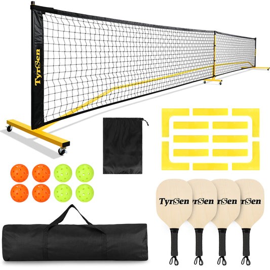 CELLOMOMO Pickleball Net Set - 22FT Regular Pickleball Net on Wheels for Driveway Backyard