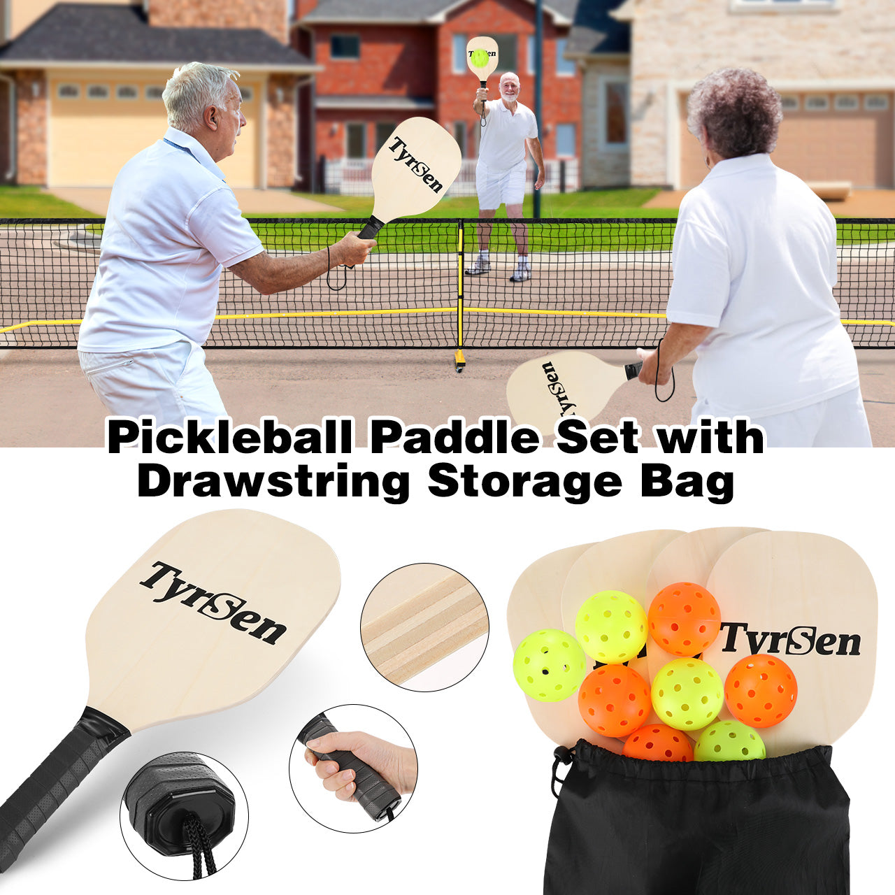 CELLOMOMO Pickleball Net Set - 22FT Regular Pickleball Net on Wheels for Driveway Backyard