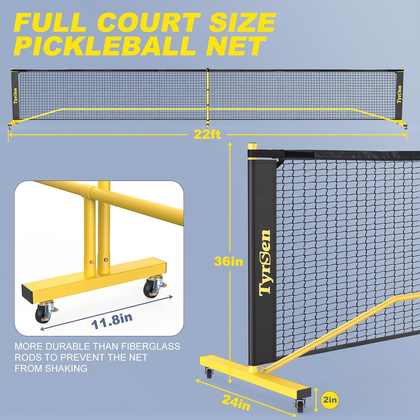 CELLOMOMO Portable 22FT Pickleball Net on Wheels Outdoor Pickleball Net