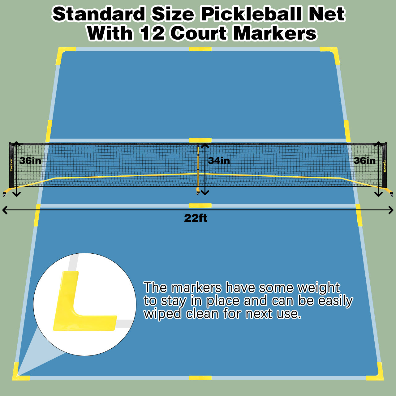 CELLOMOMO Pickleball Net Set - 22FT Regular Pickleball Net on Wheels for Driveway Backyard