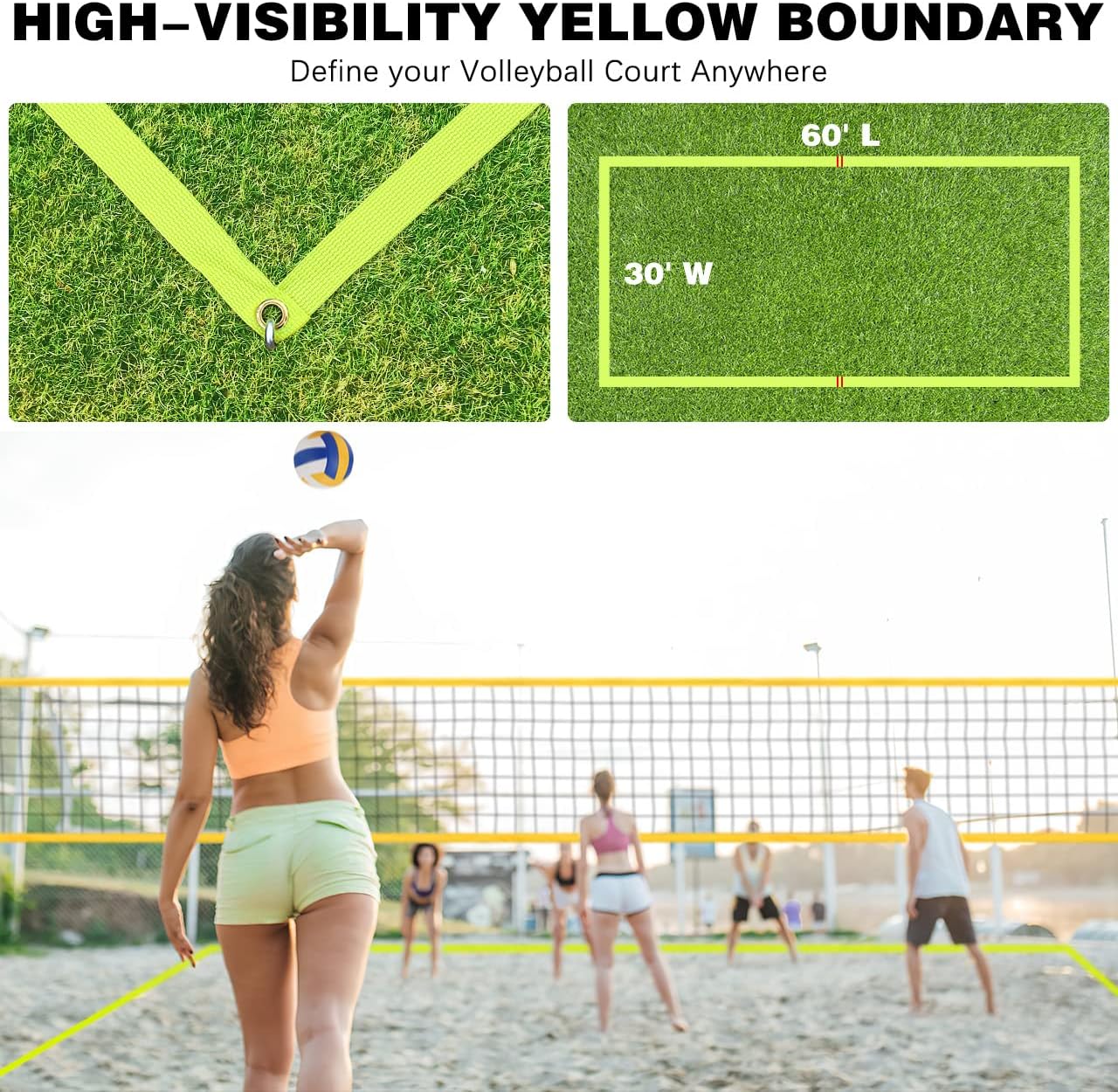 CELLOMOMO Volleyball Net Outdoor for Backyard with Anti-Sag Device Adjustable Height Poles, Portable Volleyball Set