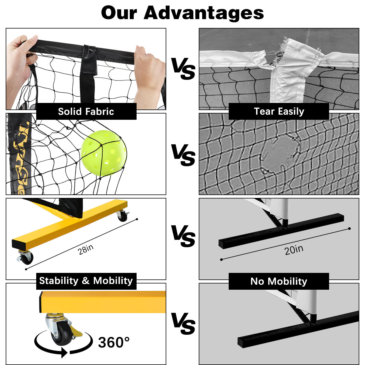 CELLOMOMO Pickleball Net Set - 22FT Regular Pickleball Net on Wheels for Driveway Backyard