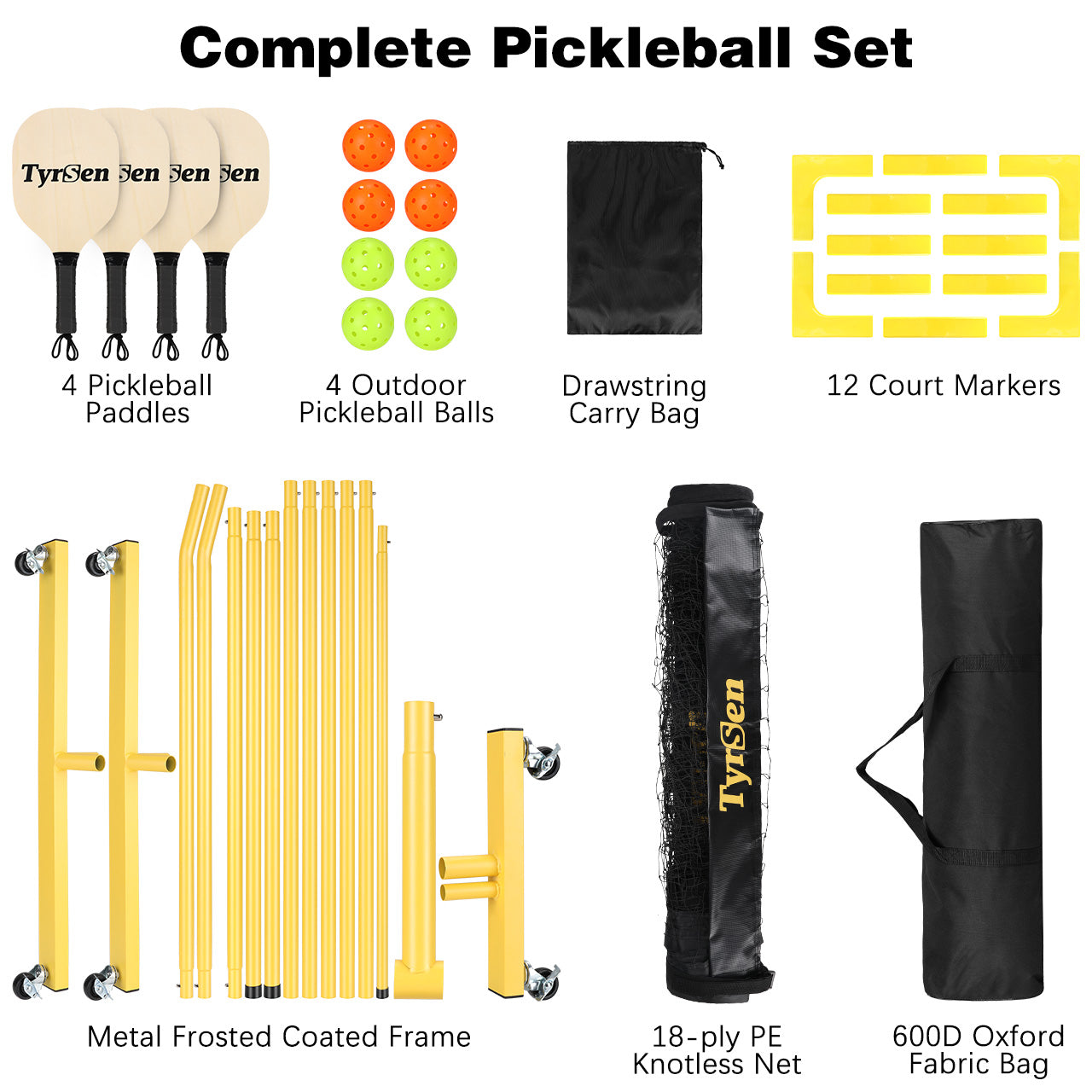 CELLOMOMO Pickleball Net Set - 22FT Regular Pickleball Net on Wheels for Driveway Backyard